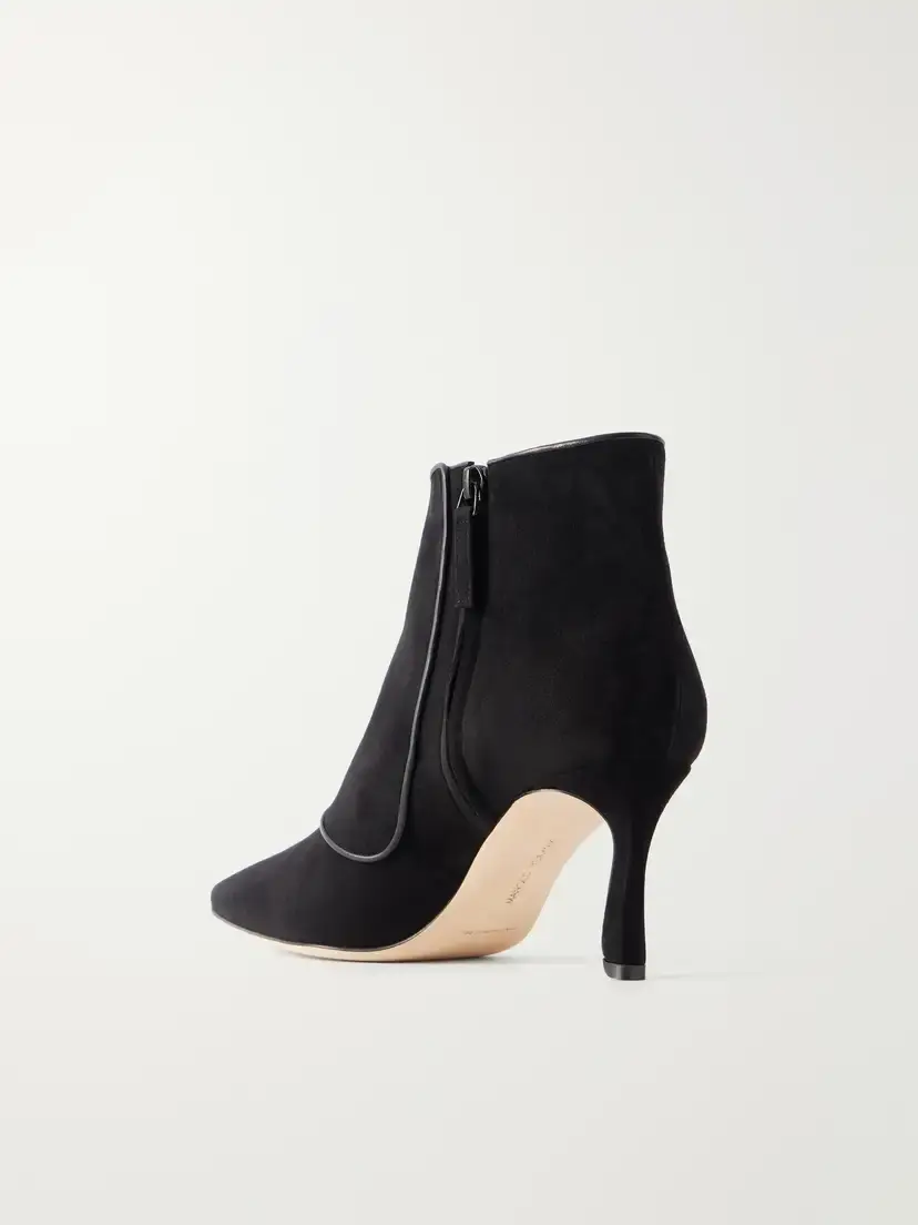 Manolo Blahnik Vivés 70 Leather-trimmed Suede Ankle Boots | Thumbnail 3 Manolo Blahnik Vivés 70 Leather-trimmed Suede Ankle Boots | Thumbnail 3
