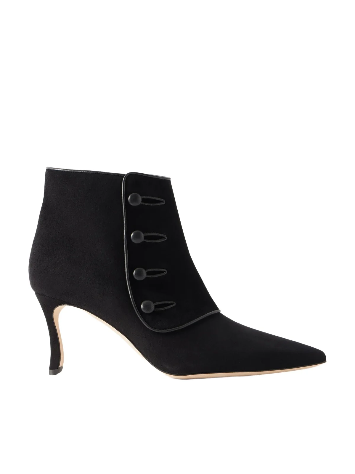 Manolo Blahnik Vivés 70 Leather-trimmed Suede Ankle Boots