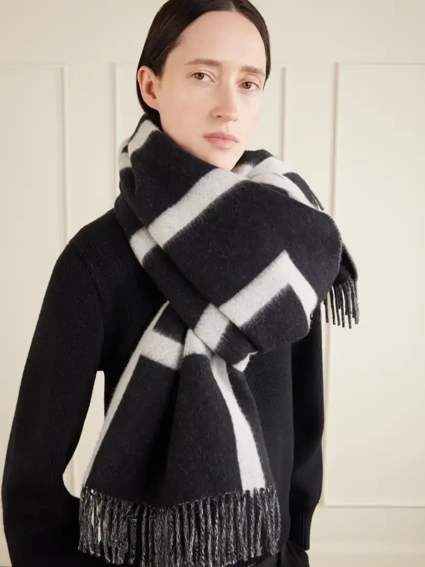 TOTEME Monogram Fringed Brushed-wool Scarf | Thumbnail 2 TOTEME Monogram Fringed Brushed-wool Scarf | Thumbnail 2