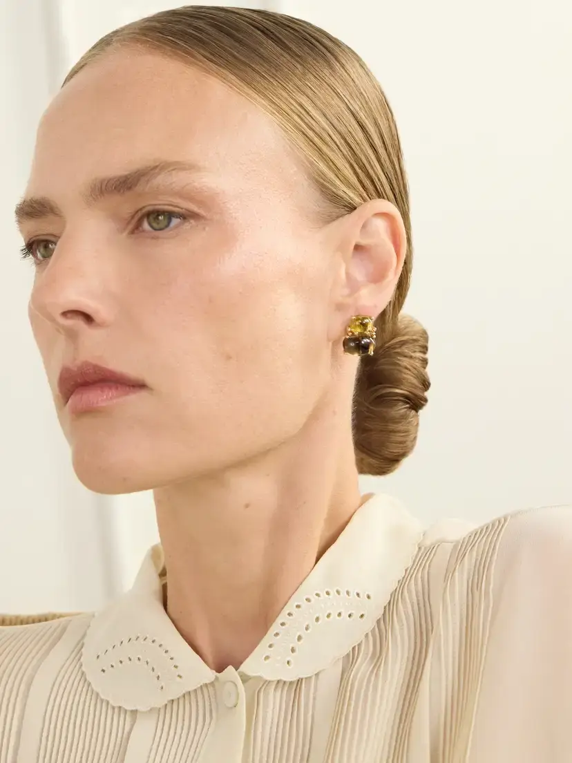 OLE LYNGGAARD COPENHAGEN Boho 18-karat Gold, Quartz, Tourmaline And Diamond Earrings | Thumbnail 2