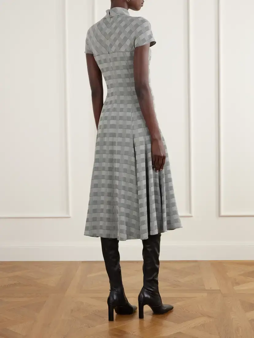 Emilia Wickstead Thea Prince Of Wales Checked Woven Turtleneck Midi Dress | Thumbnail 3 Emilia Wickstead Thea Prince Of Wales Checked Woven Turtleneck Midi Dress | Thumbnail 3