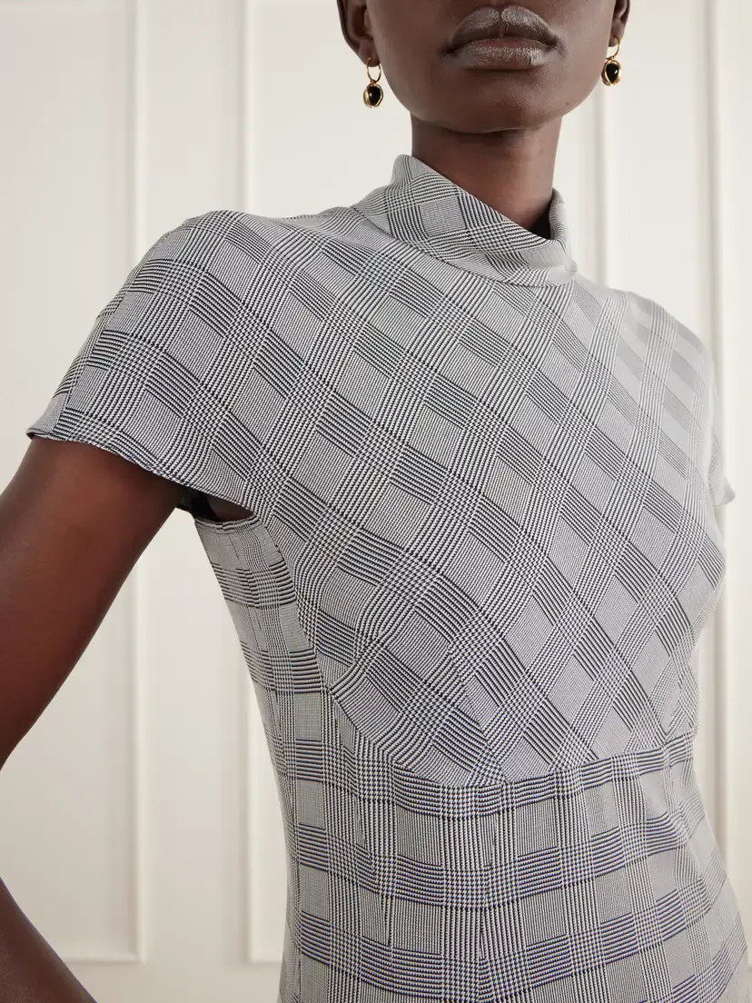 Emilia Wickstead Thea Prince Of Wales Checked Woven Turtleneck Midi Dress | Thumbnail 4 Emilia Wickstead Thea Prince Of Wales Checked Woven Turtleneck Midi Dress | Thumbnail 4