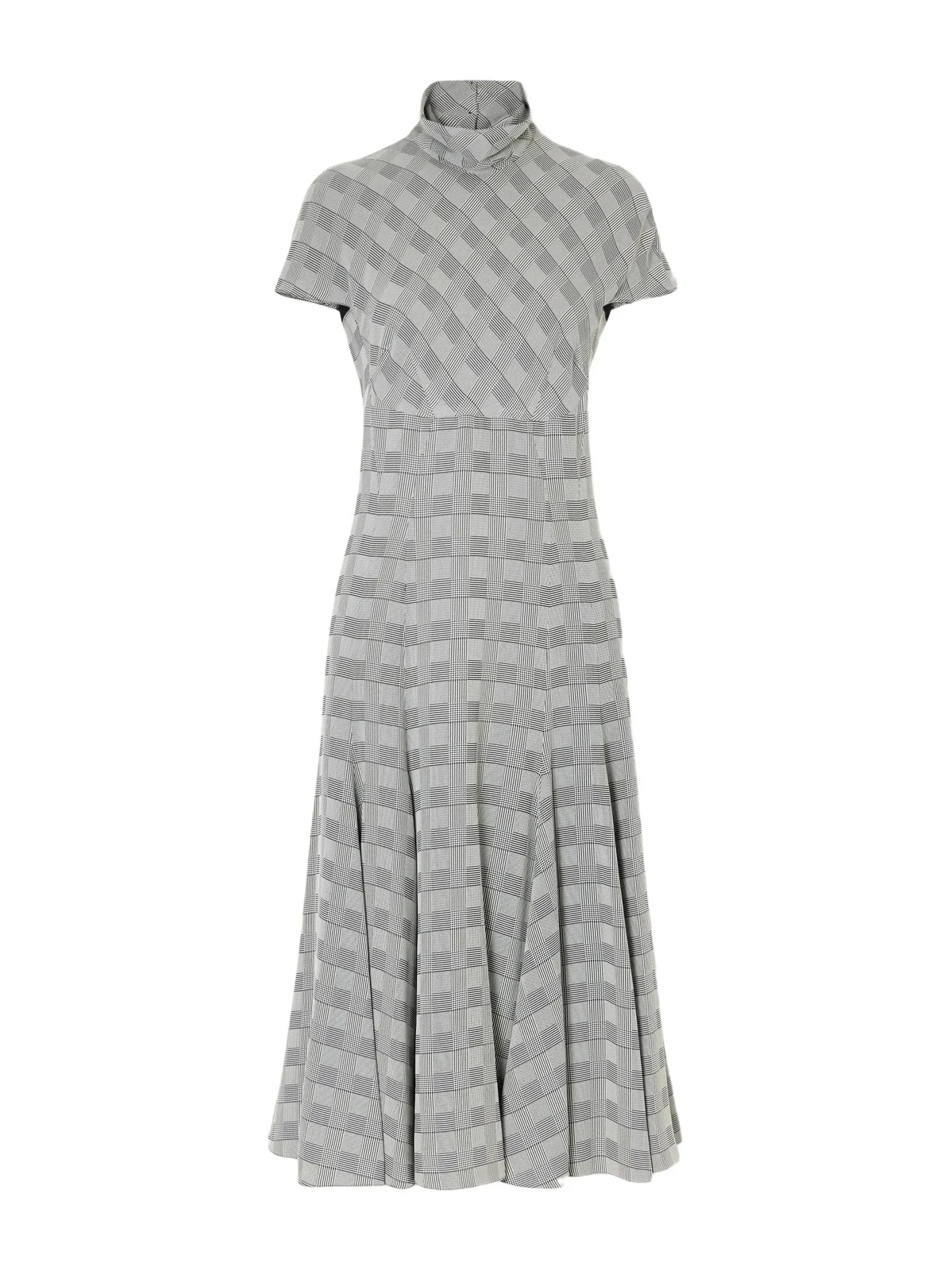 Emilia Wickstead Thea Prince Of Wales Checked Woven Turtleneck Midi Dress