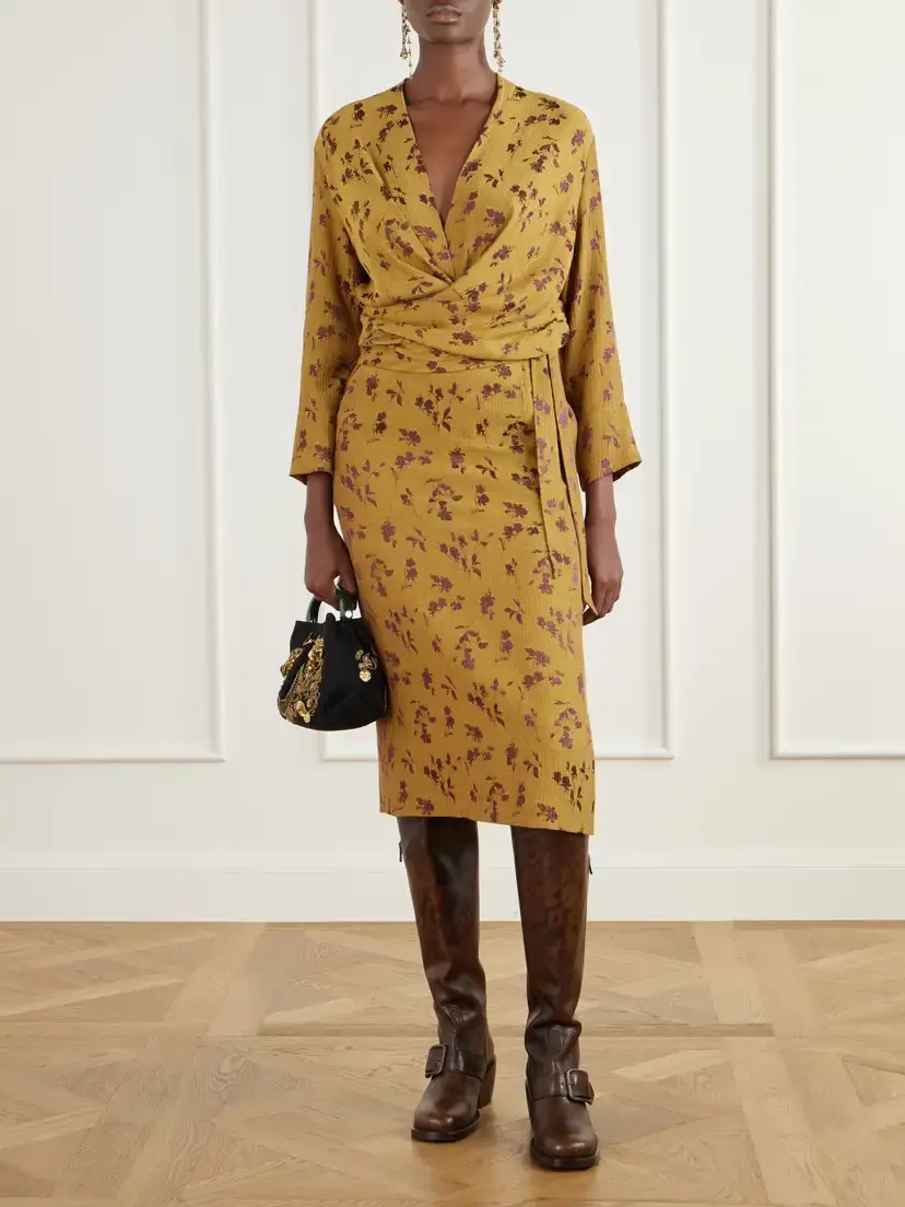Dries Van Noten Floral-jacquard Satin Midi Dress | Thumbnail 2 Dries Van Noten Floral-jacquard Satin Midi Dress | Thumbnail 2