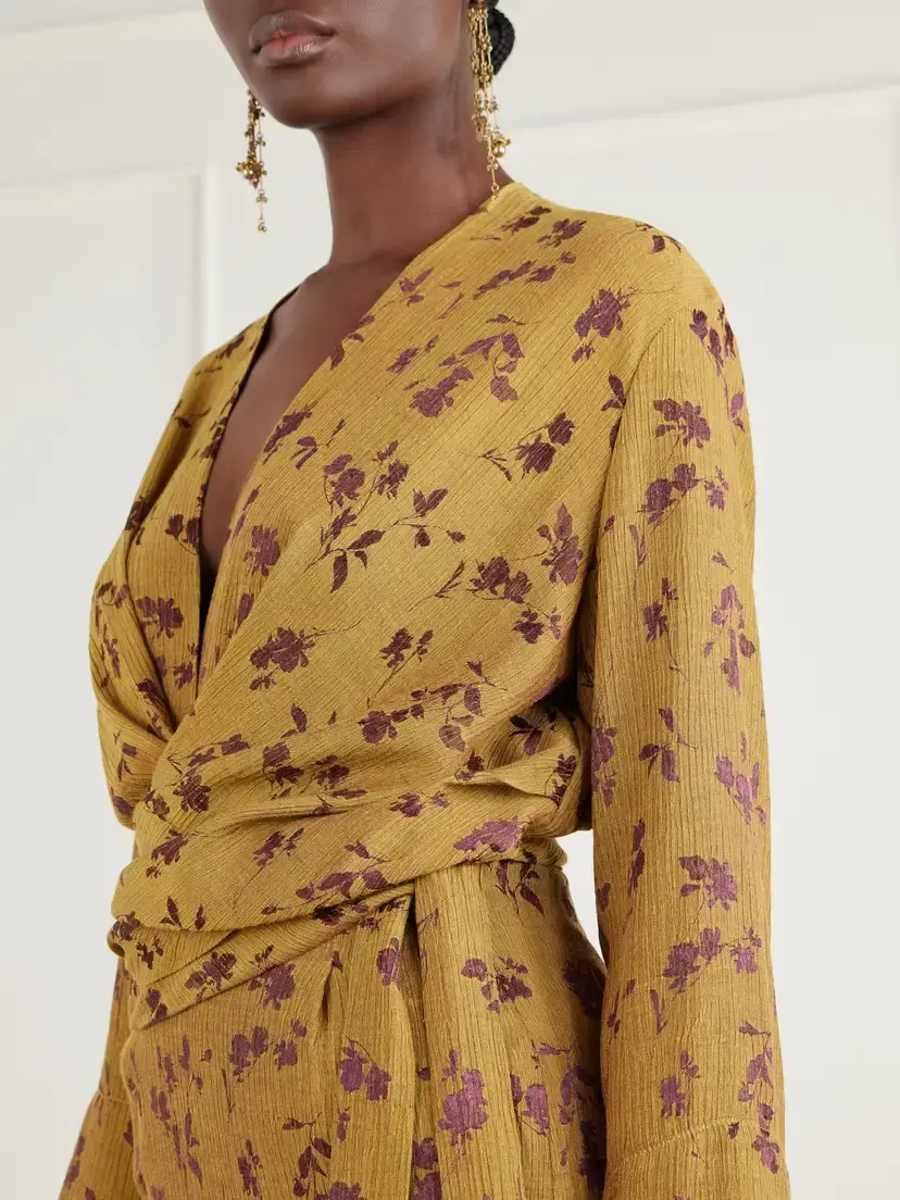 Dries Van Noten Floral-jacquard Satin Midi Dress | Thumbnail 4 Dries Van Noten Floral-jacquard Satin Midi Dress | Thumbnail 4