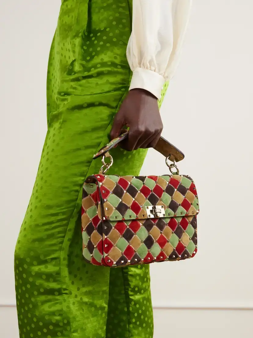 Valentino Garavani Rockstud Spike Studded Suede Shoulder Bag | Thumbnail 2 Valentino Garavani Rockstud Spike Studded Suede Shoulder Bag | Thumbnail 2