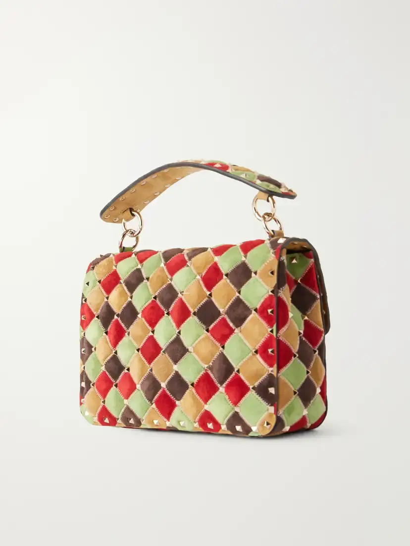 Valentino Garavani Rockstud Spike Studded Suede Shoulder Bag | Thumbnail 4 Valentino Garavani Rockstud Spike Studded Suede Shoulder Bag | Thumbnail 4