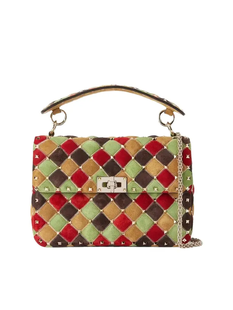 Valentino Garavani Rockstud Spike Studded Suede Shoulder Bag