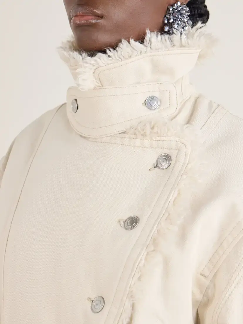 Isabel Marant Valineo Padded Plush-trimmed Denim Coat | Thumbnail 5