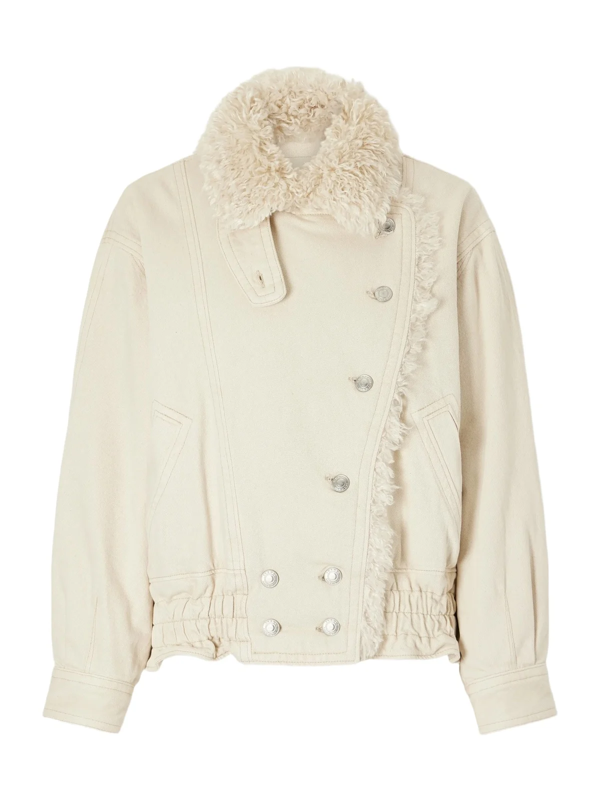 Valineo Padded Plush-trimmed Denim Coat
