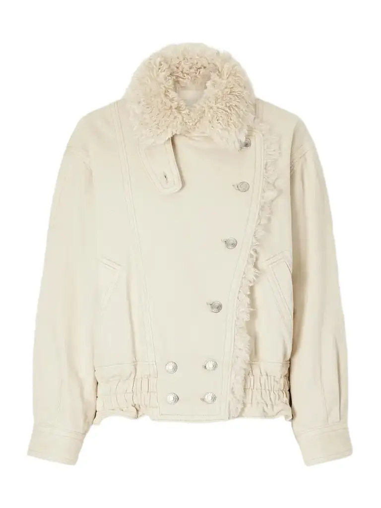 Isabel Marant Valineo Padded Plush-trimmed Denim Coat
