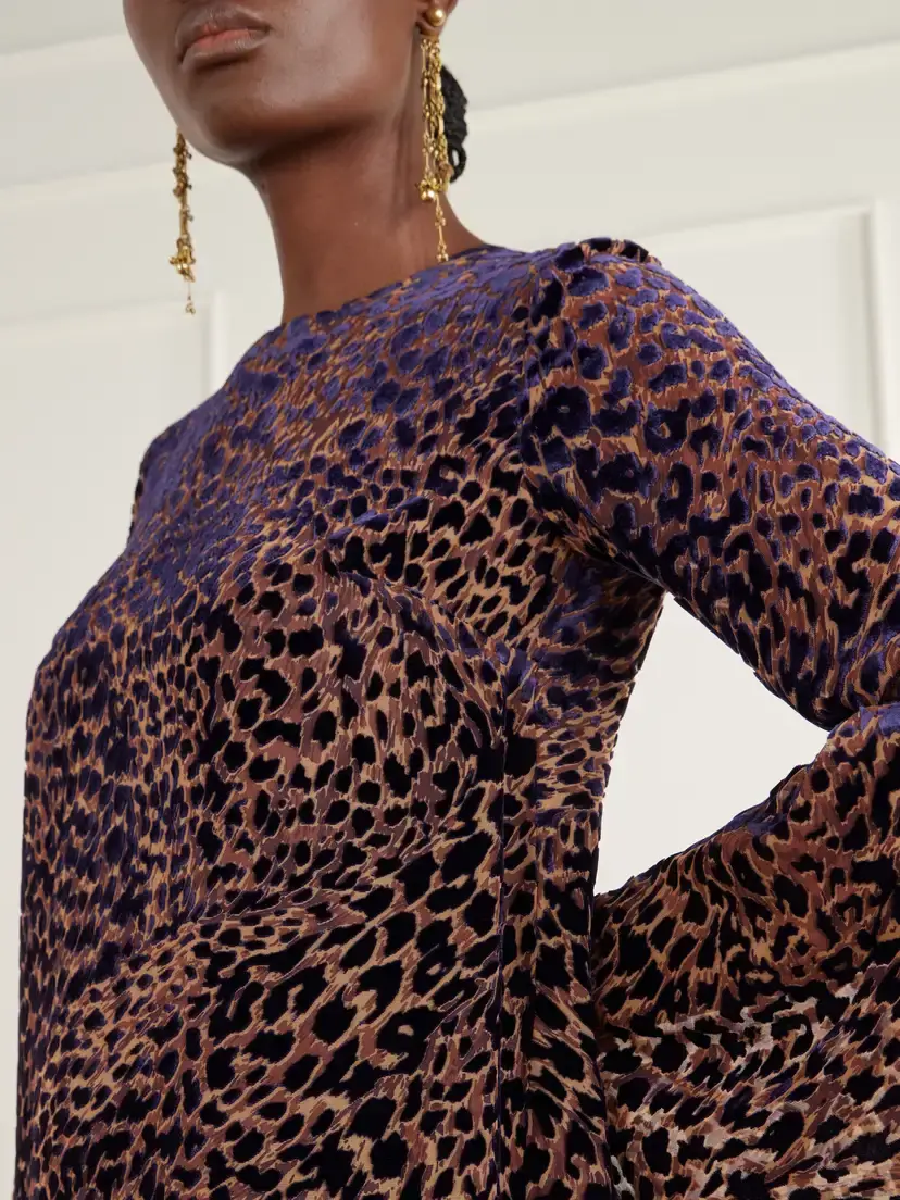 Borgo de Nor Astoria Fringed Leopard-jacquard Devoré Midi Dress | Thumbnail 4