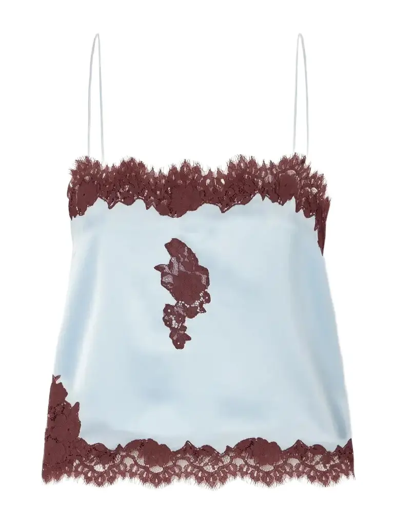 DÔEN Avelaine Lace-trimmed Silk-satin Cami