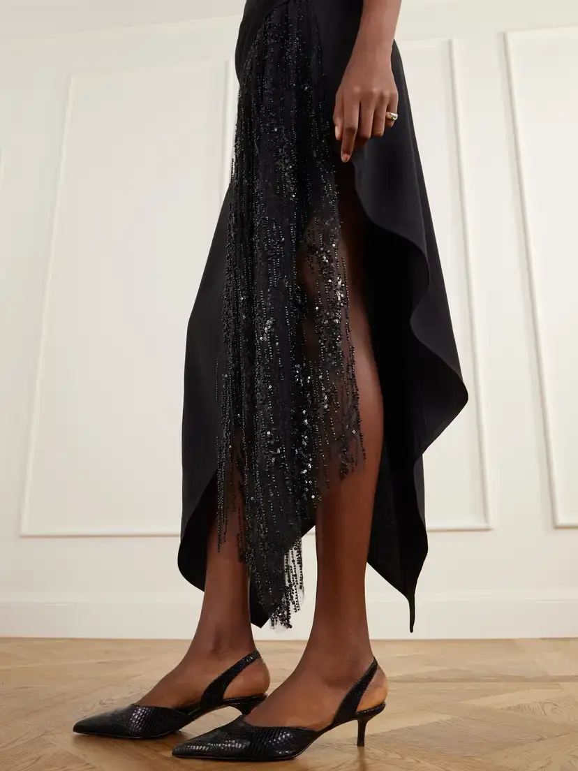 Staud Effie Bead-embellished Crepe Midi Dress | Thumbnail 4 Staud Effie Bead-embellished Crepe Midi Dress | Thumbnail 4