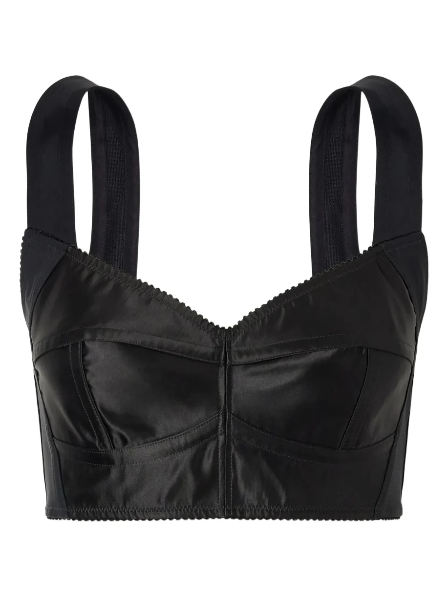 Dolce & Gabbana Cropped Paneled Satin Bustier Top