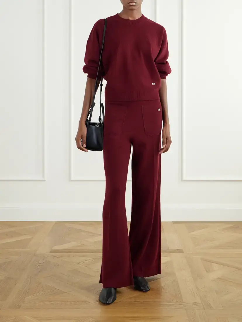 Victoria Beckham Lana Ribbed Wool And Cashmere-blend Sweater - Burgundy | Thumbnail 2