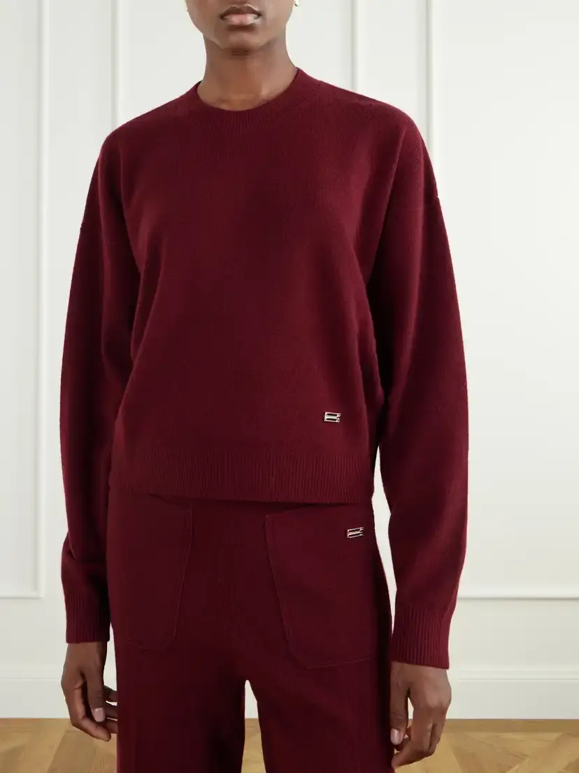 Victoria Beckham Lana Ribbed Wool And Cashmere-blend Sweater - Burgundy | Thumbnail 3