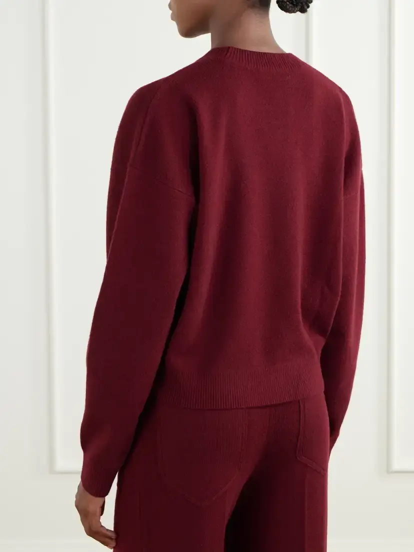 Victoria Beckham Lana Ribbed Wool And Cashmere-blend Sweater - Burgundy | Thumbnail 4