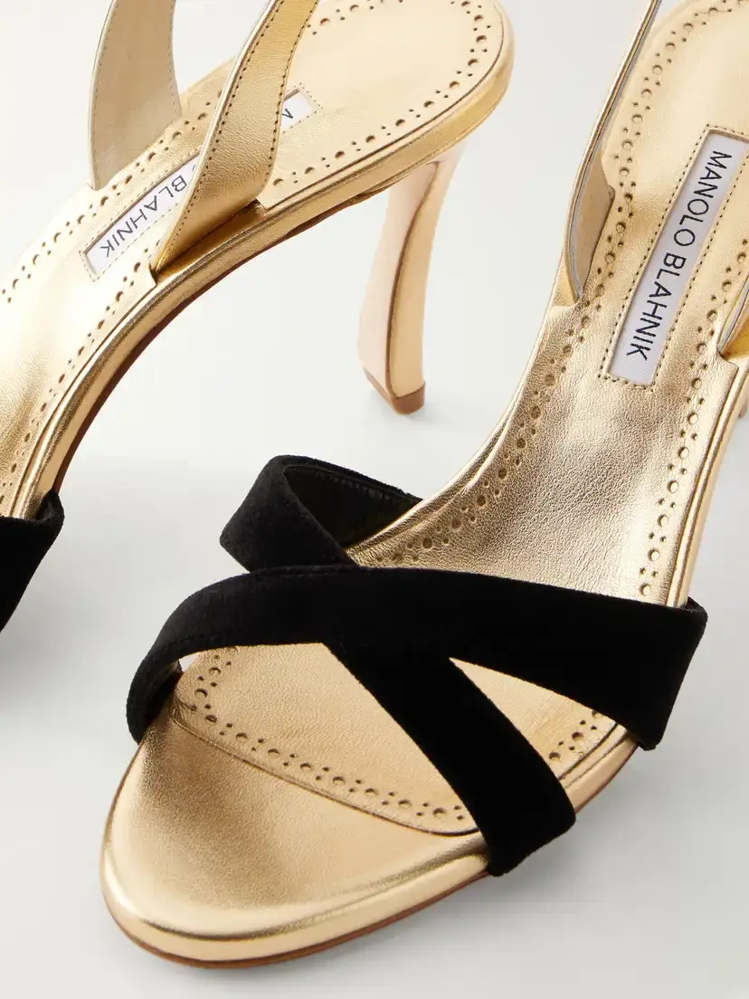 Manolo Blahnik Callydra 90 Velvet And Leather Sandals | Thumbnail 5 Manolo Blahnik Callydra 90 Velvet And Leather Sandals | Thumbnail 5