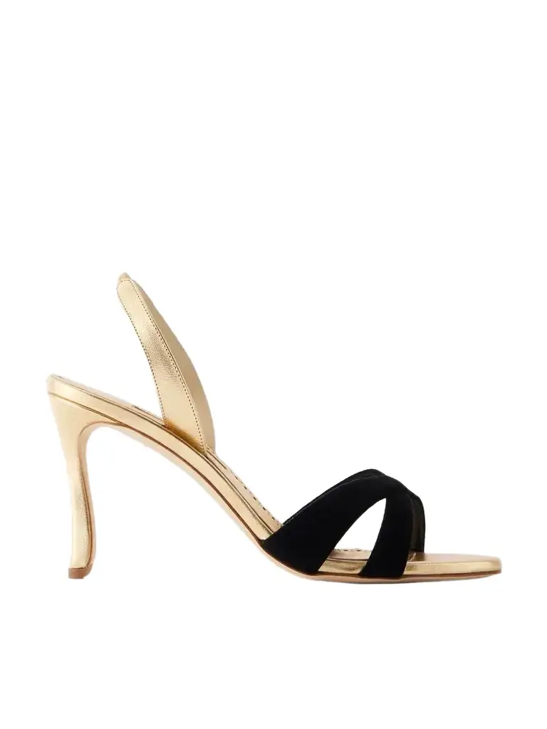 Manolo Blahnik Callydra 90 Velvet And Leather Sandals