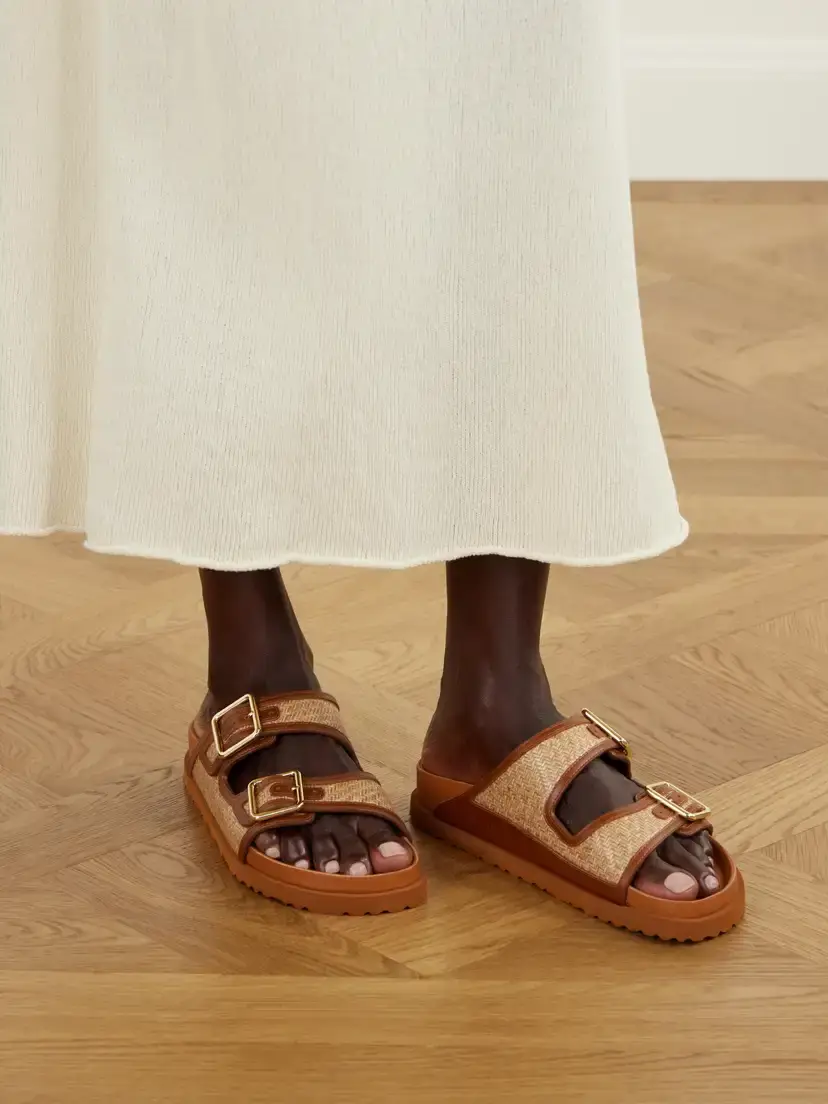 Birkenstock 1774 Arizona Leather-trimmed Raffia Sandals | Thumbnail 2 Birkenstock 1774 Arizona Leather-trimmed Raffia Sandals | Thumbnail 2