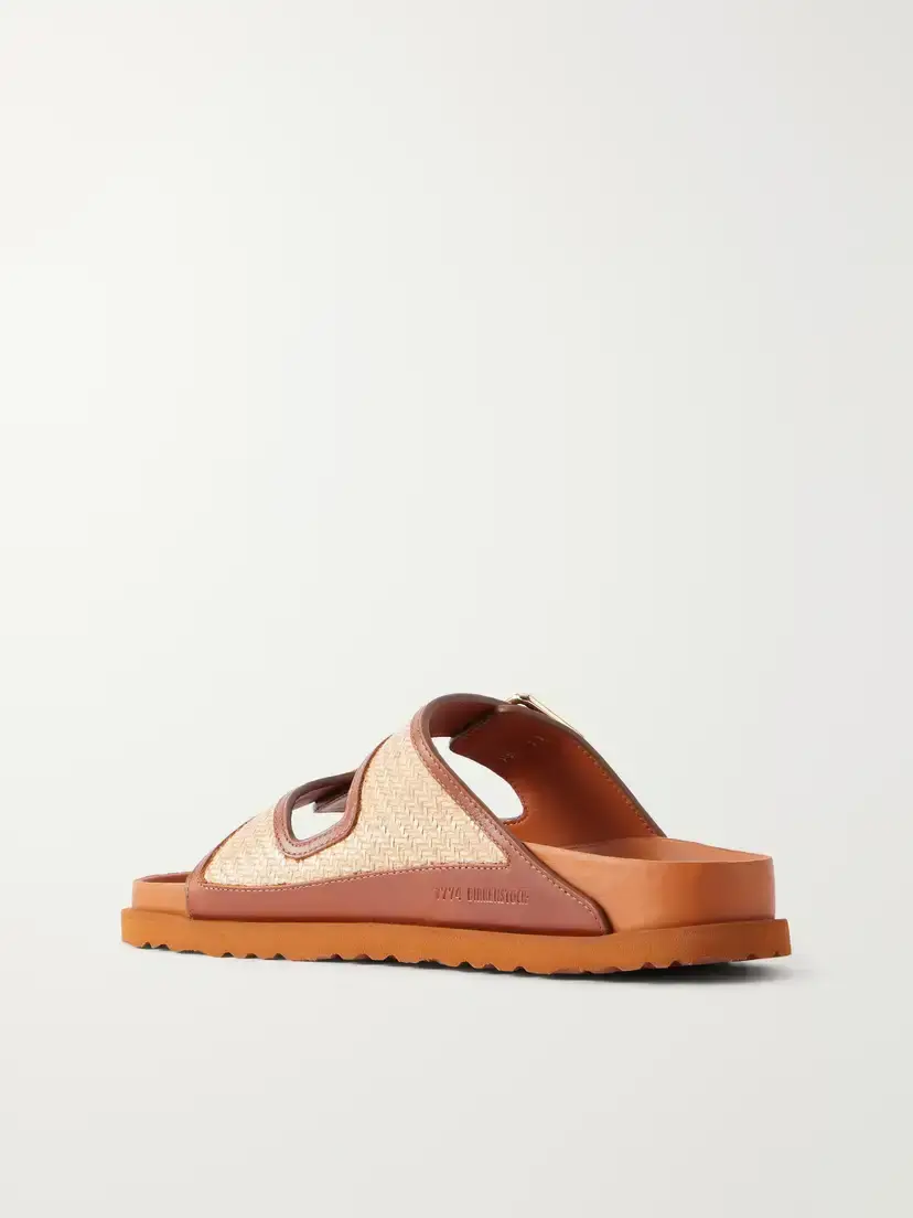 Birkenstock 1774 Arizona Leather-trimmed Raffia Sandals | Thumbnail 3 Birkenstock 1774 Arizona Leather-trimmed Raffia Sandals | Thumbnail 3