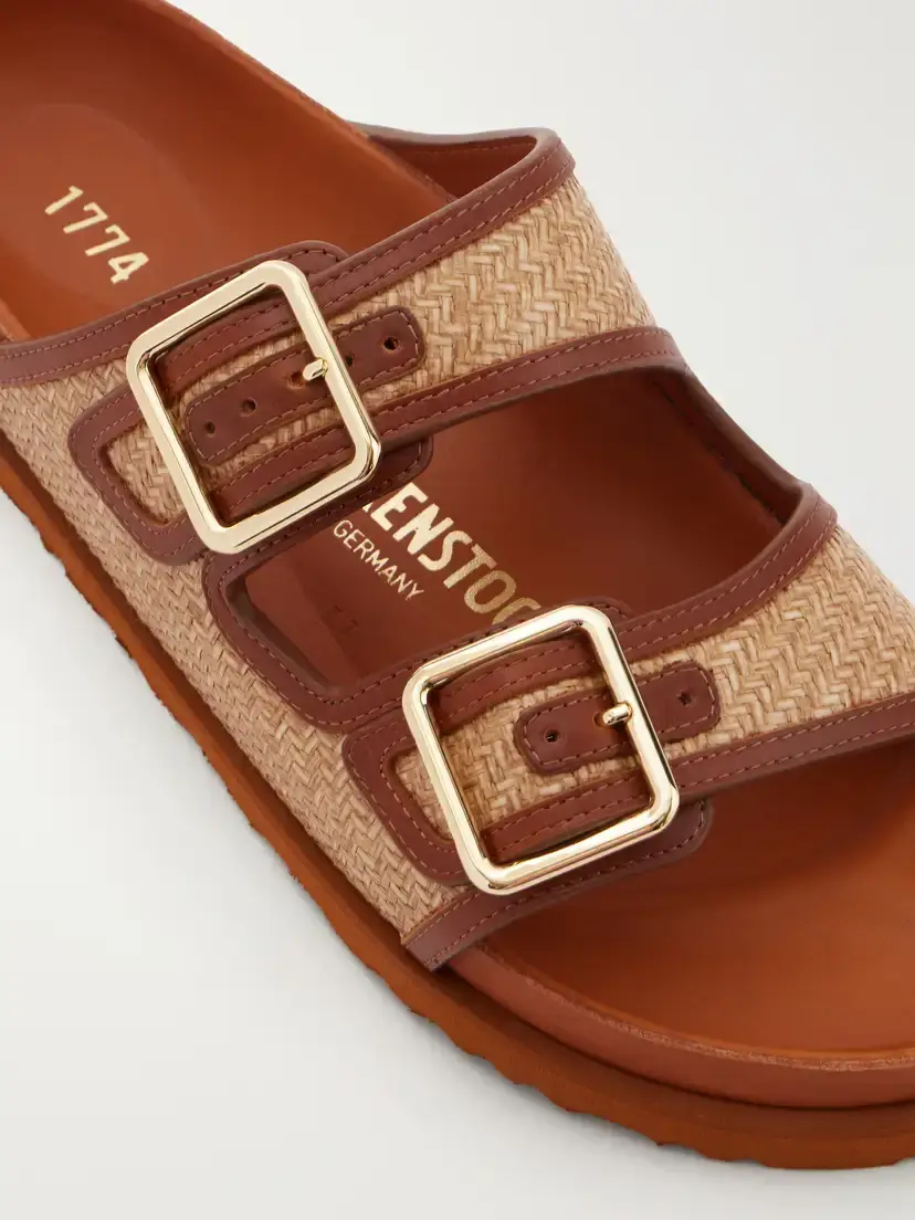 Birkenstock 1774 Arizona Leather-trimmed Raffia Sandals | Thumbnail 5 Birkenstock 1774 Arizona Leather-trimmed Raffia Sandals | Thumbnail 5