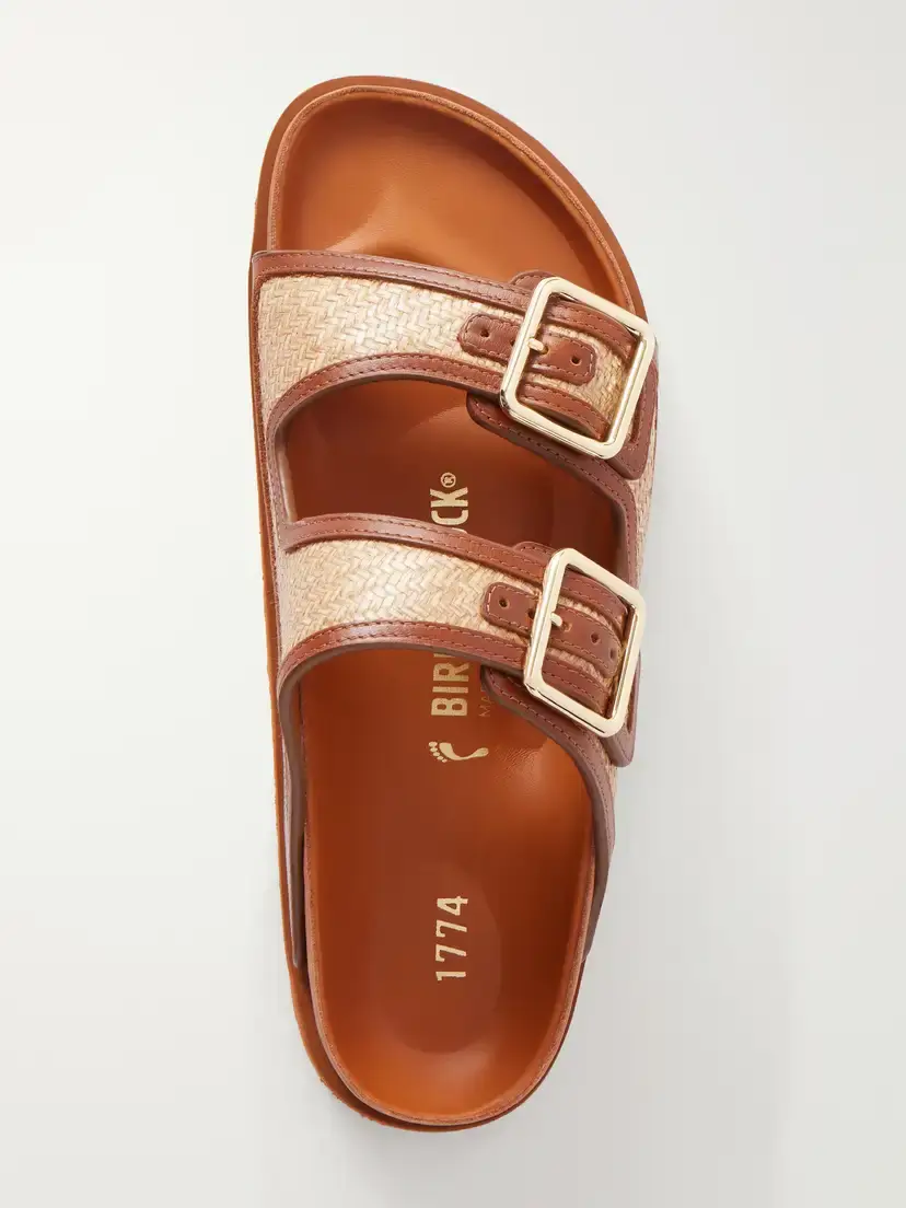 Birkenstock 1774 Arizona Leather-trimmed Raffia Sandals | Thumbnail 6 Birkenstock 1774 Arizona Leather-trimmed Raffia Sandals | Thumbnail 6