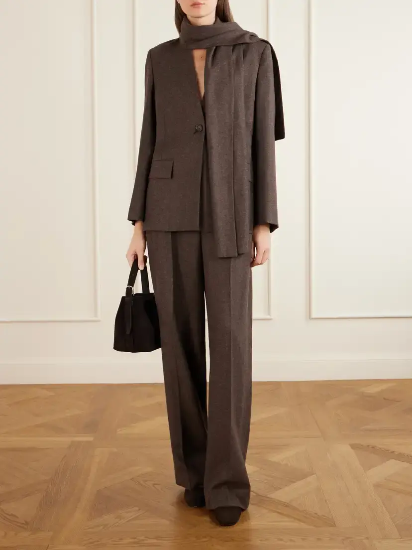 TOTEME Pleated Flannel Wide-leg Pants | Thumbnail 2 TOTEME Pleated Flannel Wide-leg Pants | Thumbnail 2