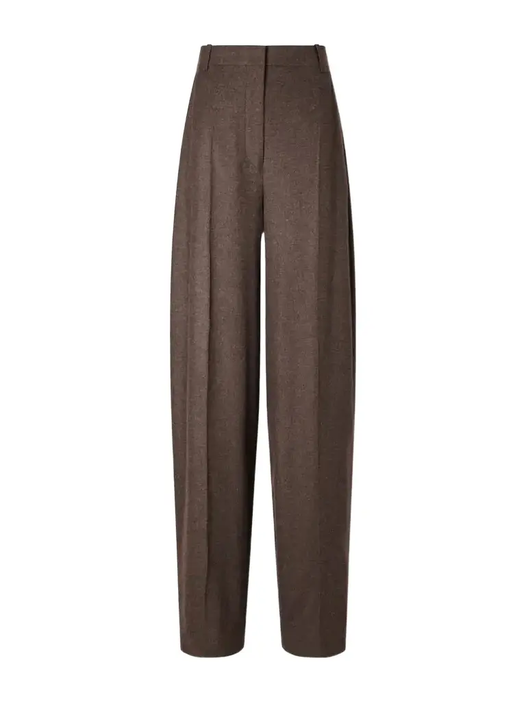TOTEME Pleated Flannel Wide-leg Pants