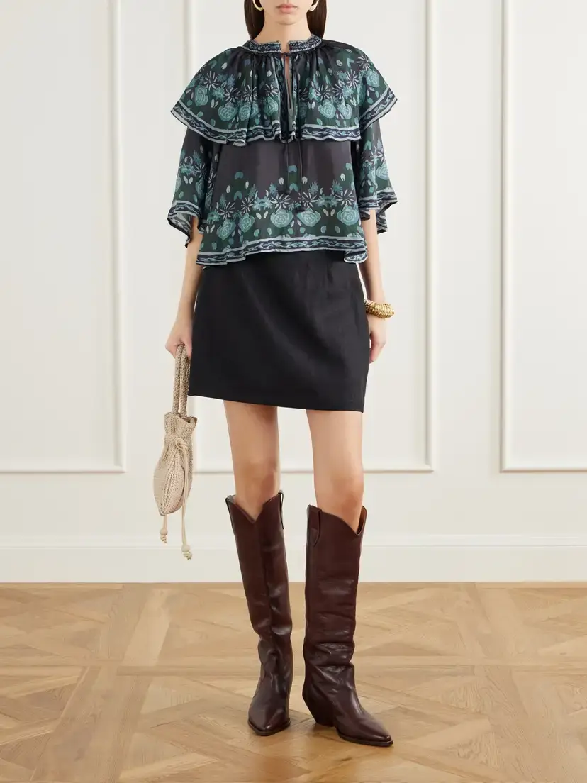 Sea Tulla Cape-detailed Printed Habotai Blouse | Thumbnail 2 Sea Tulla Cape-detailed Printed Habotai Blouse | Thumbnail 2