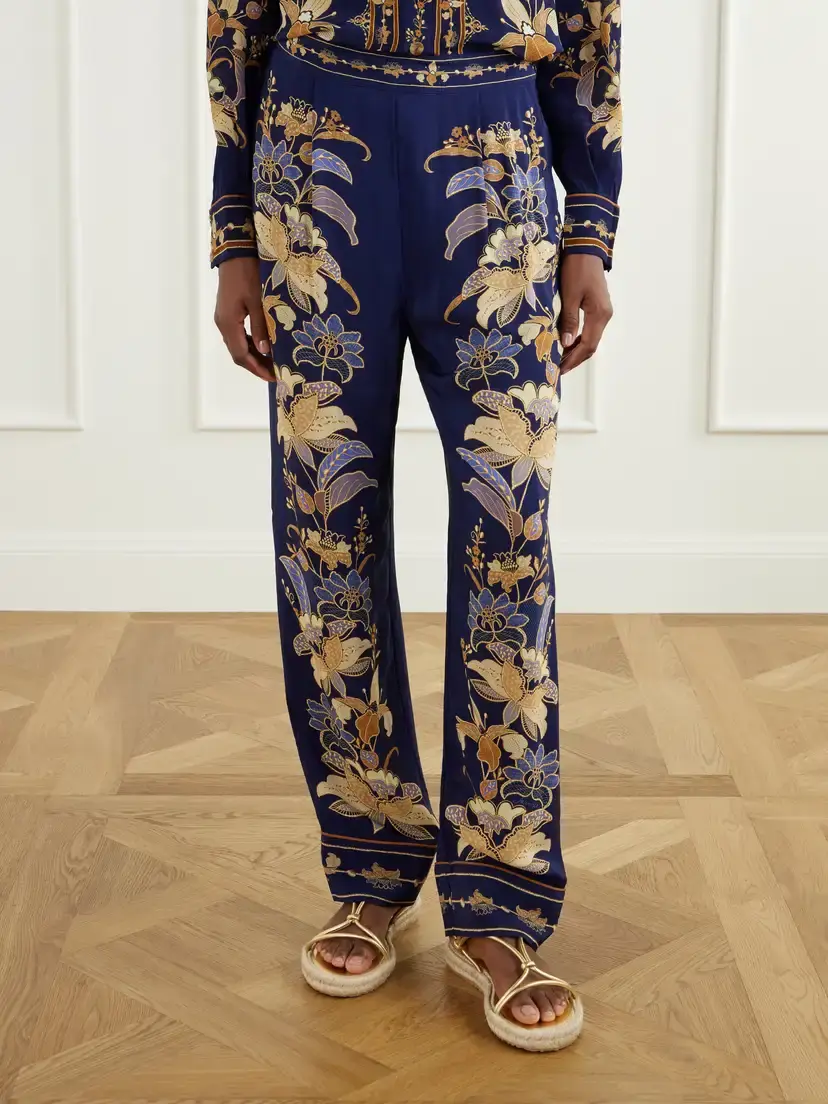 Farm Rio Lara Floral-print Crepe De Chine Wide-leg Pants | Thumbnail 3 Farm Rio Lara Floral-print Crepe De Chine Wide-leg Pants | Thumbnail 3