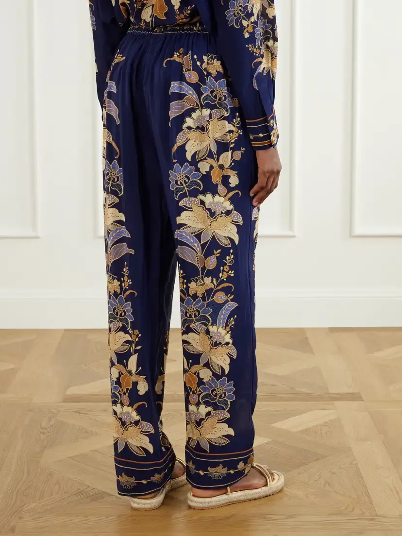 Farm Rio Lara Floral-print Crepe De Chine Wide-leg Pants | Thumbnail 4 Farm Rio Lara Floral-print Crepe De Chine Wide-leg Pants | Thumbnail 4