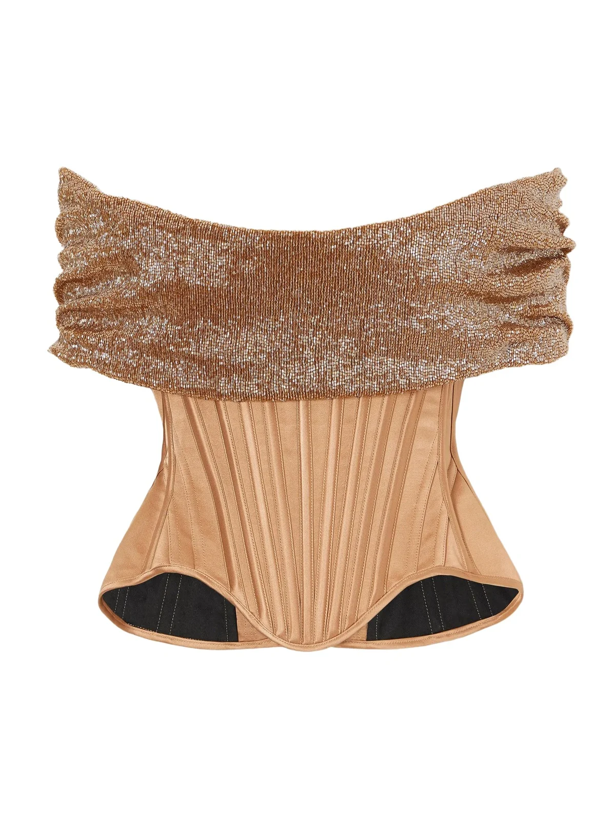 Wiederhoeft Wasp Corset Paneled Bead-embellished Silk Top