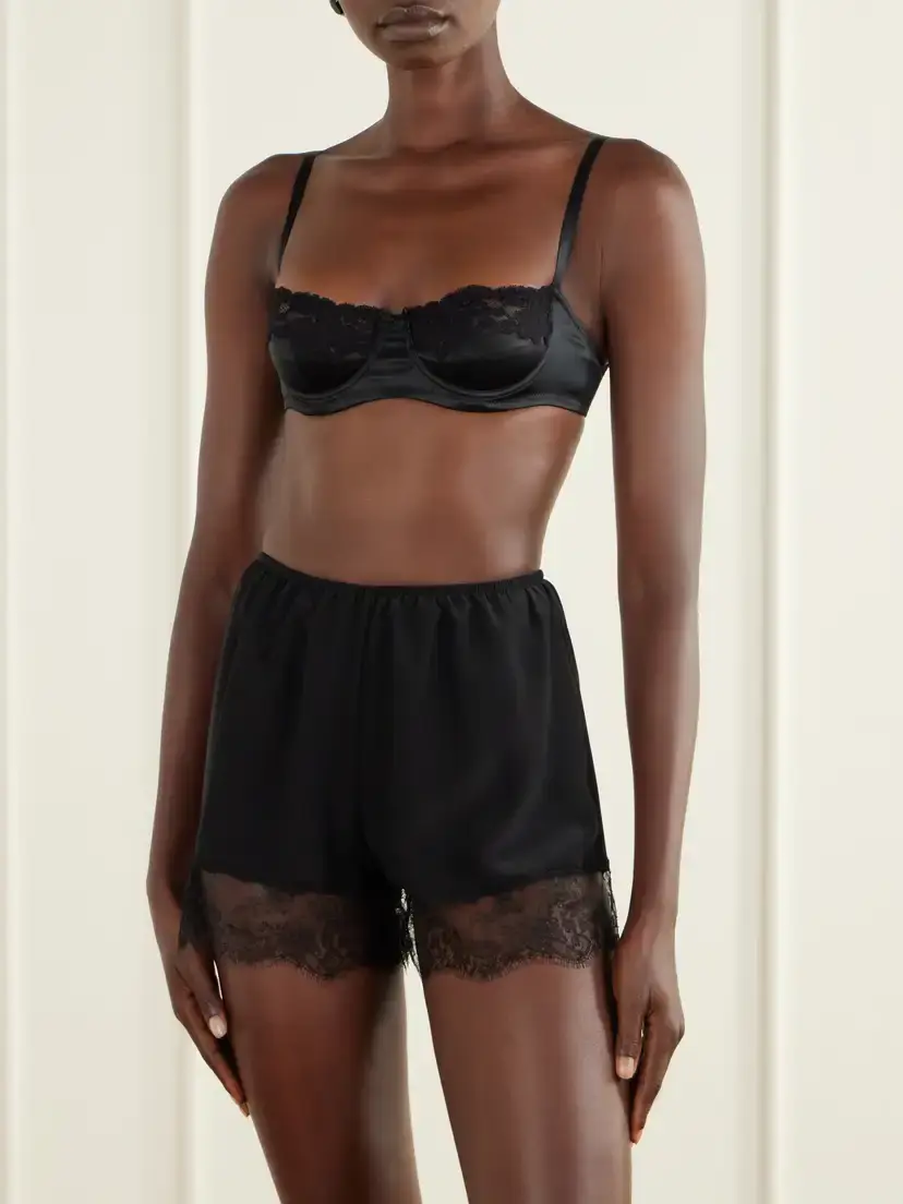 Dolce & Gabbana Lace-trimmed Silk-blend Balconette Bra | Thumbnail 2