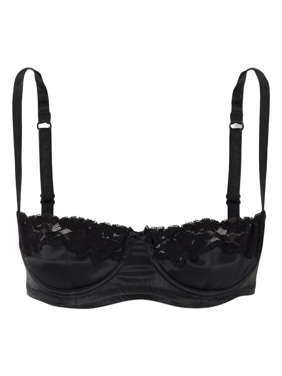 Dolce & Gabbana Lace-trimmed Silk-blend Balconette Bra