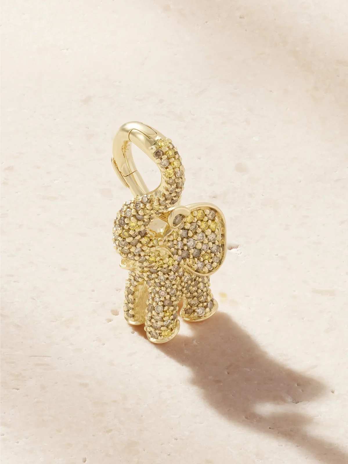 Elephant 18-karat Gold Yellow And Brown Diamond Pendant
