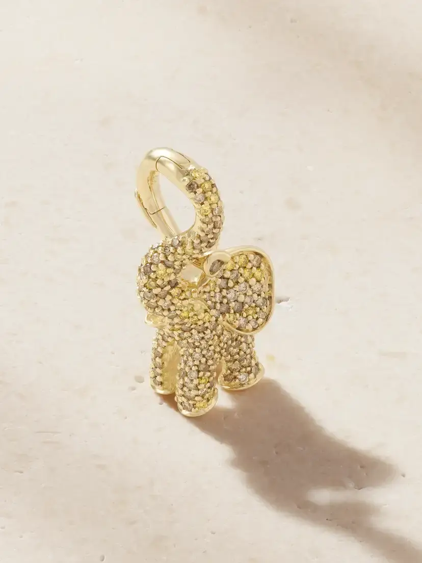 OLE LYNGGAARD COPENHAGEN Elephant 18-karat Gold Yellow And Brown Diamond Pendant