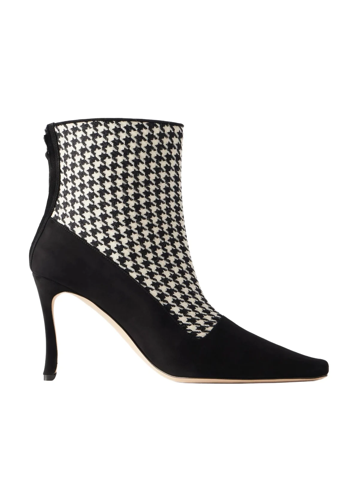 Manolo Blahnik Gosta 90 Houndstooth Wool And Suede Ankle Boots