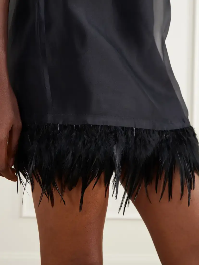 Staud Albee Feather-trimmed Silk Mini Dress | Thumbnail 4 Staud Albee Feather-trimmed Silk Mini Dress | Thumbnail 4
