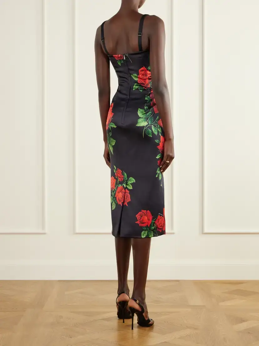 Dolce & Gabbana Floral-print Silk-blend Satin Bustier Midi Dress | Thumbnail 3 Dolce & Gabbana Floral-print Silk-blend Satin Bustier Midi Dress | Thumbnail 3