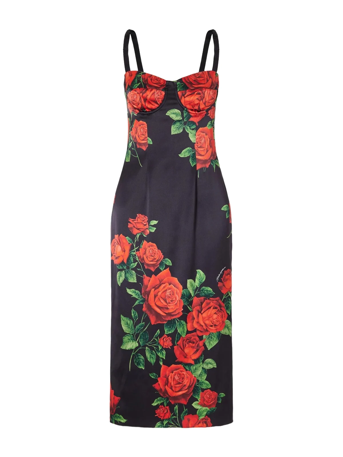Dolce & Gabbana Floral-print Silk-blend Satin Bustier Midi Dress