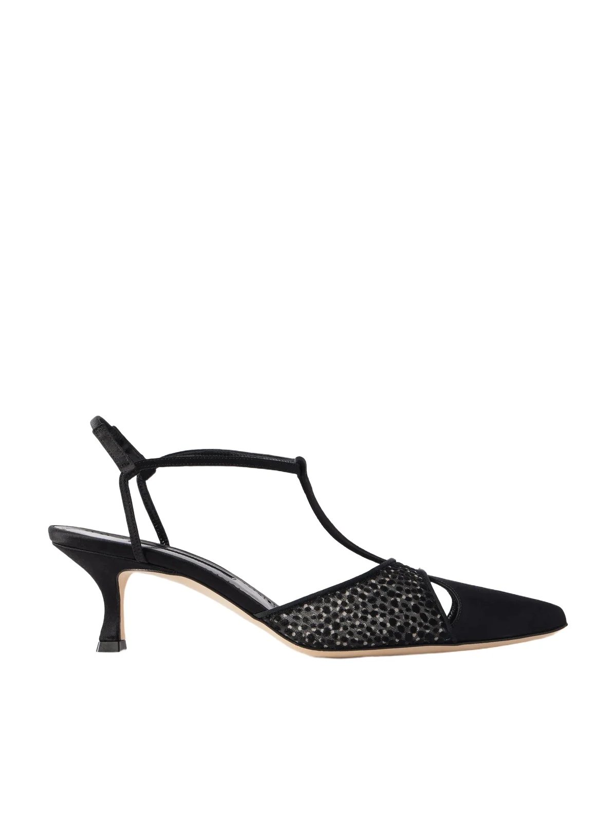 Manolo Blahnik Turgimolda 50 Flocked Mesh And Satin Pumps - Black
