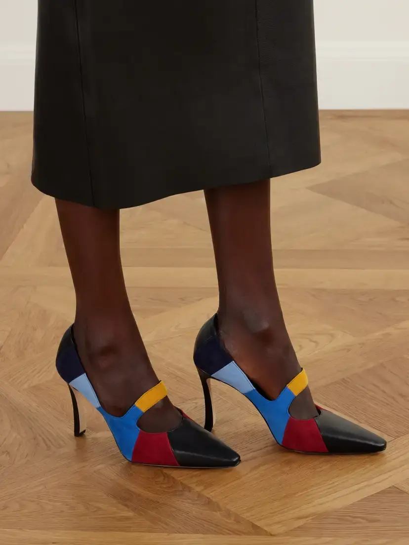 Manolo Blahnik Difusa 105 Suede And Leather Pumps - Multi | Thumbnail 2 Manolo Blahnik Difusa 105 Suede And Leather Pumps - Multi | Thumbnail 2