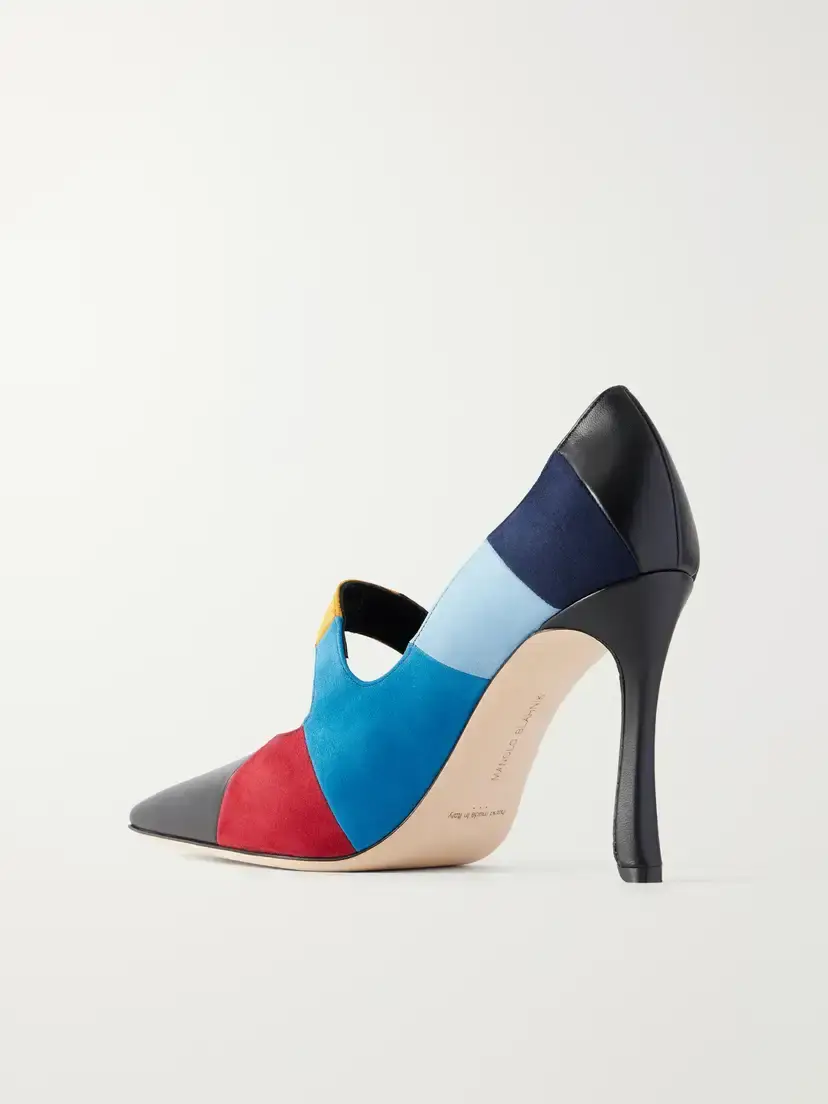 Manolo Blahnik Difusa 105 Suede And Leather Pumps - Multi | Thumbnail 3 Manolo Blahnik Difusa 105 Suede And Leather Pumps - Multi | Thumbnail 3
