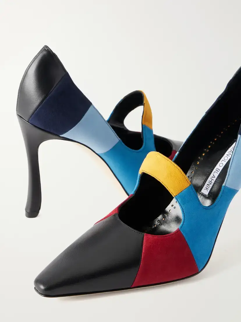 Manolo Blahnik Difusa 105 Suede And Leather Pumps - Multi | Thumbnail 5 Manolo Blahnik Difusa 105 Suede And Leather Pumps - Multi | Thumbnail 5