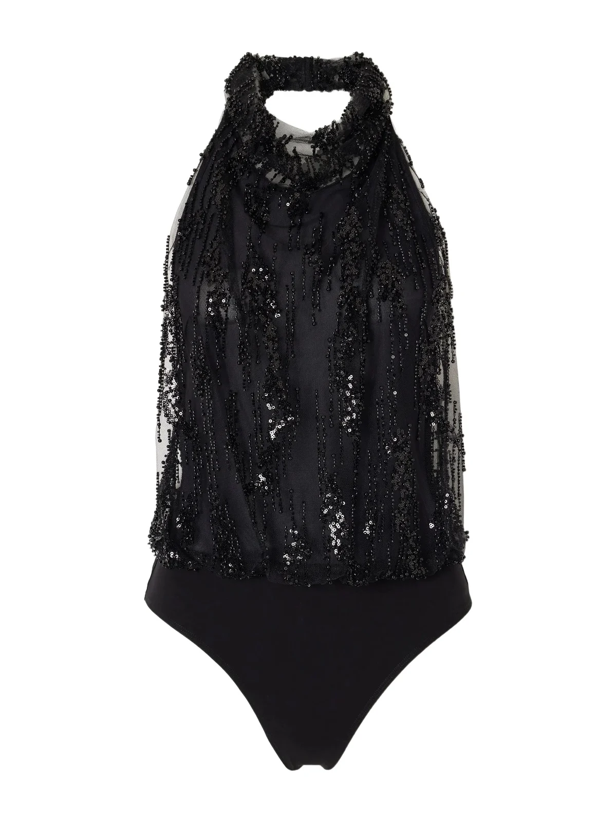Monay Flocked Bead-embellished Jersey Bodysuit