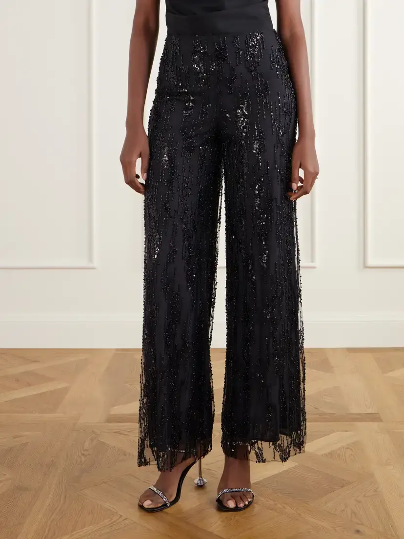 Staud Jayden Sequin-trimmed Organza Wide-leg Pants | Thumbnail 3 Staud Jayden Sequin-trimmed Organza Wide-leg Pants | Thumbnail 3