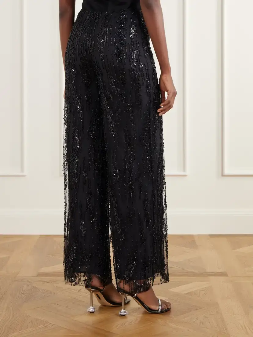 Staud Jayden Sequin-trimmed Organza Wide-leg Pants | Thumbnail 4 Staud Jayden Sequin-trimmed Organza Wide-leg Pants | Thumbnail 4