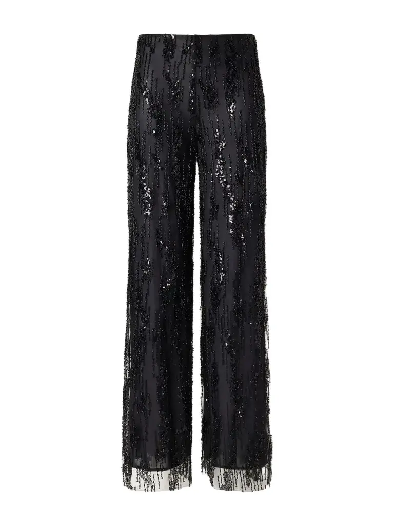 Staud Jayden Sequin-trimmed Organza Wide-leg Pants